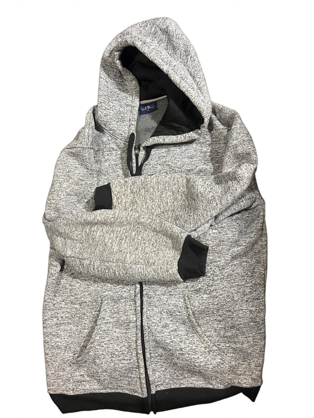 Men's Heather Gray Hooded Zip Sweater - Unbranded